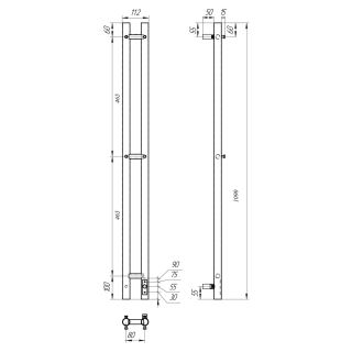 Полотенцесушитель электрический APEXTERMO Luna LN10111BM 1100x80 с крючками черный матовый